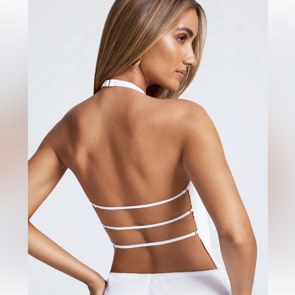 Oh Polly White Backless Halter Top